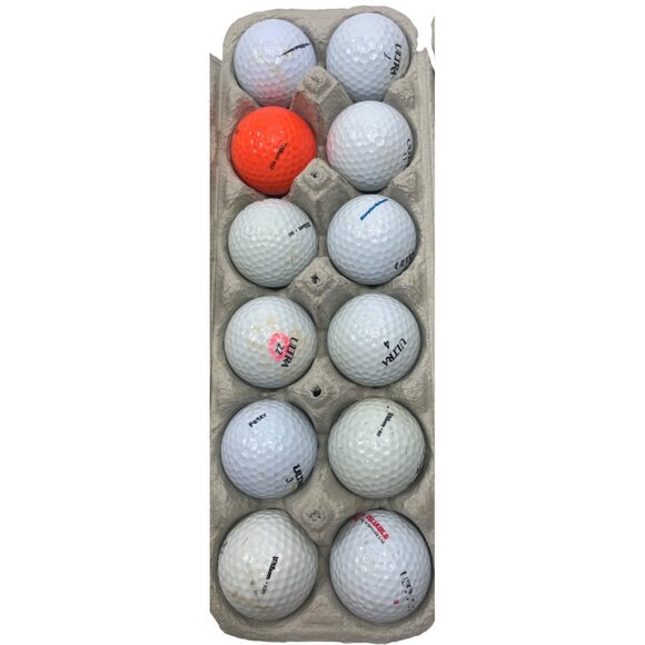 12 Pre-Owned Golf Balls Ultra Assorted With Bright Orange Ball Included 105e - Picture 2 of 3
